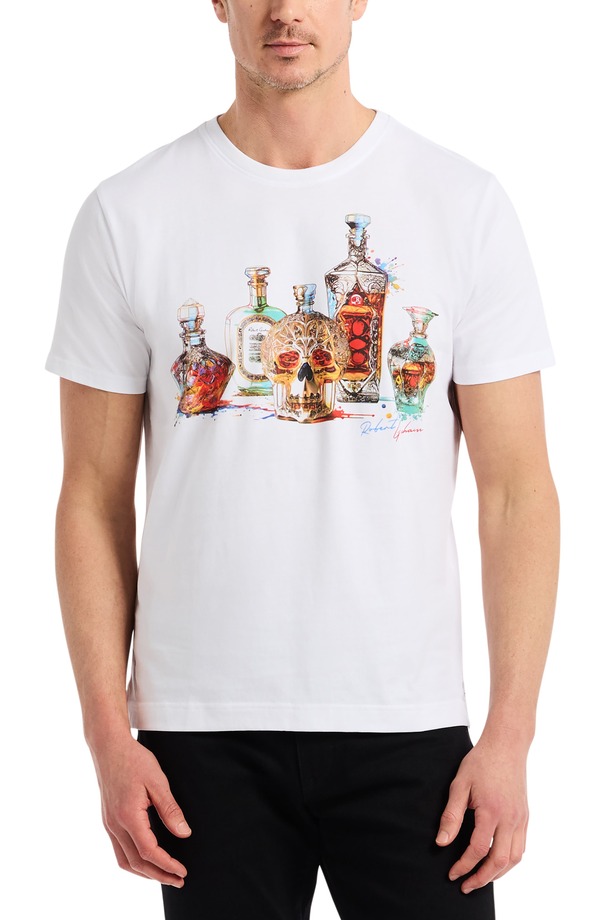 ロバートグラハム メンズ トップス Tシャツ コットン グラフィック Robert Graham Liquid Skull Cotton Graphic T-Shirt White ホワイト