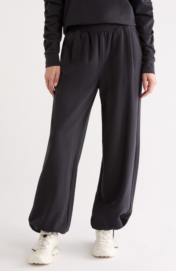 ゼラ レディース ボトムス 心地好いズボン下 スウェットパンツ Zella Cinch Cord Hem Sweatpants Black 黒いこと