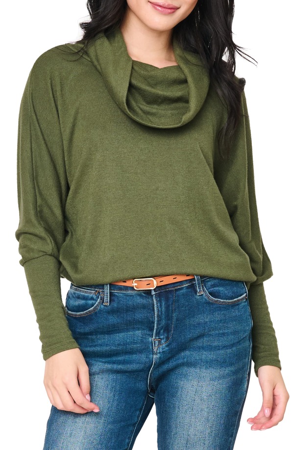 ギブソンルック レディース アウター パーカー・スウェット セーター GIBSONLOOK Cozy Up Cowl Neck Sweater Martini Olive オリーブ