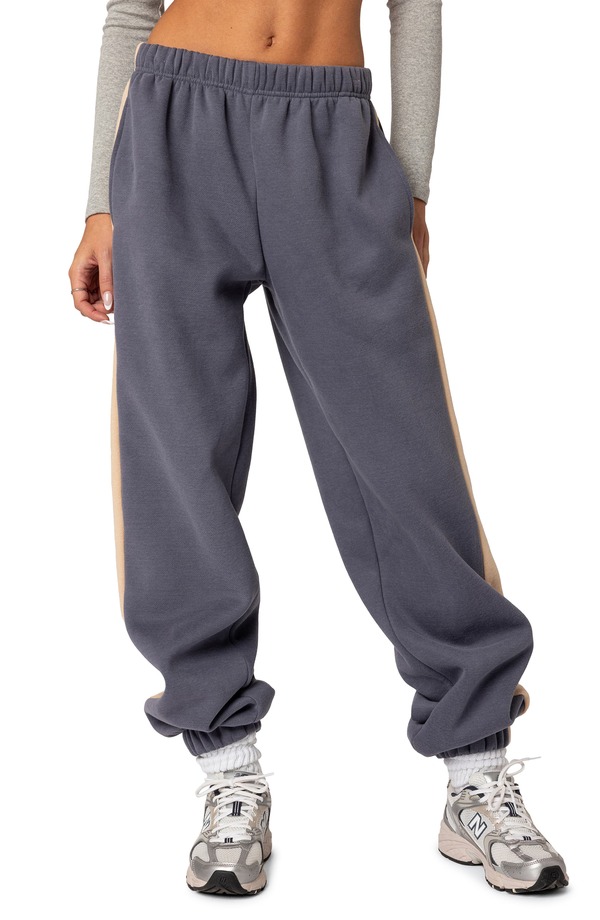 アディクテッド レディース ボトムス カジュアルパンツ スウェットパンツ EDIKTED Saturn Oversized Side Stripe Sweatpants Blue ブルー|ReVida 店