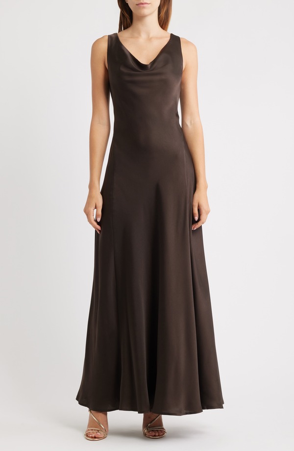 ワイフ レディース トップス ワンピース サテン WAYF Tala Cowl Neck Satin Gown Dark Espresso