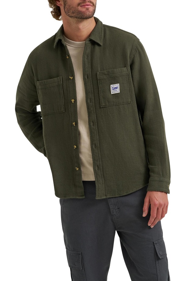 ロバート・エドワード・リー メンズ アウター 上衣・上衣 プルオーバー 綿織物 Lee Cotton Button-Up Overshirt Oak Moss