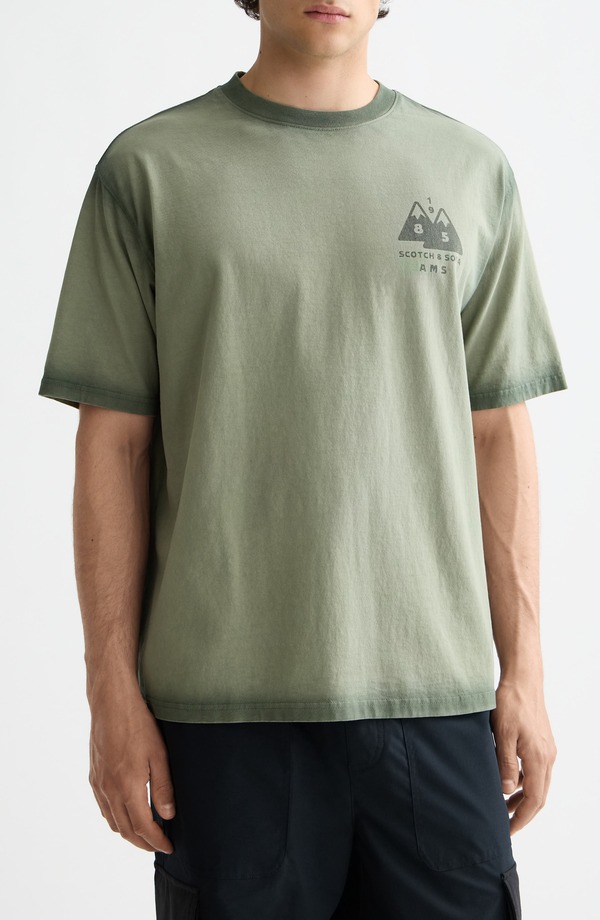 スコッチアンドソーダ メンズ トップス Tシャツ コットン グラフィック Scotch & Soda Loose Fit Garment Dyed Cotton Graphic T-Shirthyme｜ReVida 店 17,375円