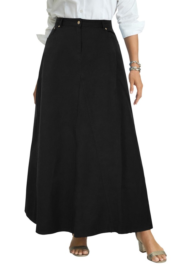 ジェシカロンドン レディース ボトムス デニムパンツ スカート マキシ Jessica London Denim Inset Maxi Skirt Black ブラック