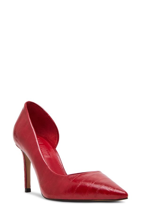 スティーブ マデン レディース シューズ ヒール Steve Maddenula Pointed Toe Half d'Orsay Pump Red Eel レッド