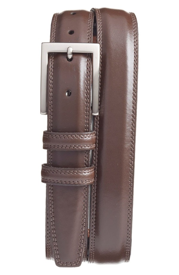 トリノ メンズ 付属品 胴締め なめし革 Torino Aniline Leather Belt Brown 赤銅色