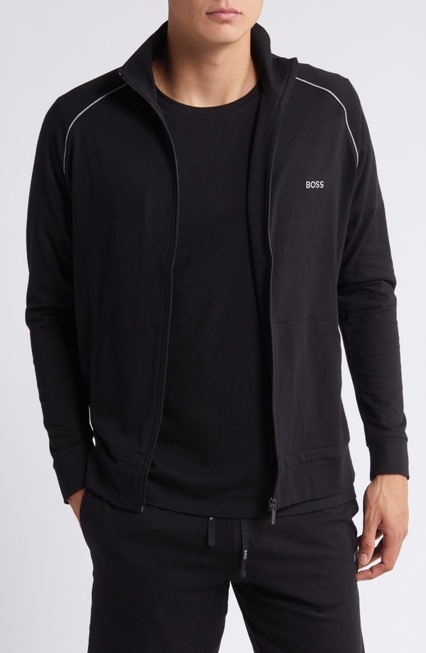 ボス メンズ アウター パーカー・スウェット ジャケット BOSS Mix Match Zip Jacket Black ブラック
