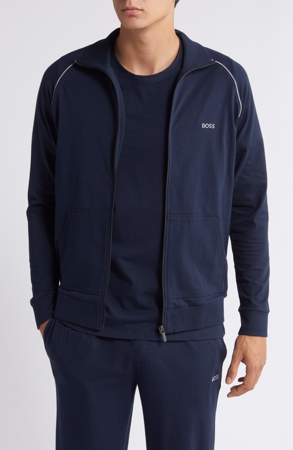 ボス メンズ アウター パーカー・スウェット ジャケット BOSS Mix Match Zip Jacket Dark Blue ブルー