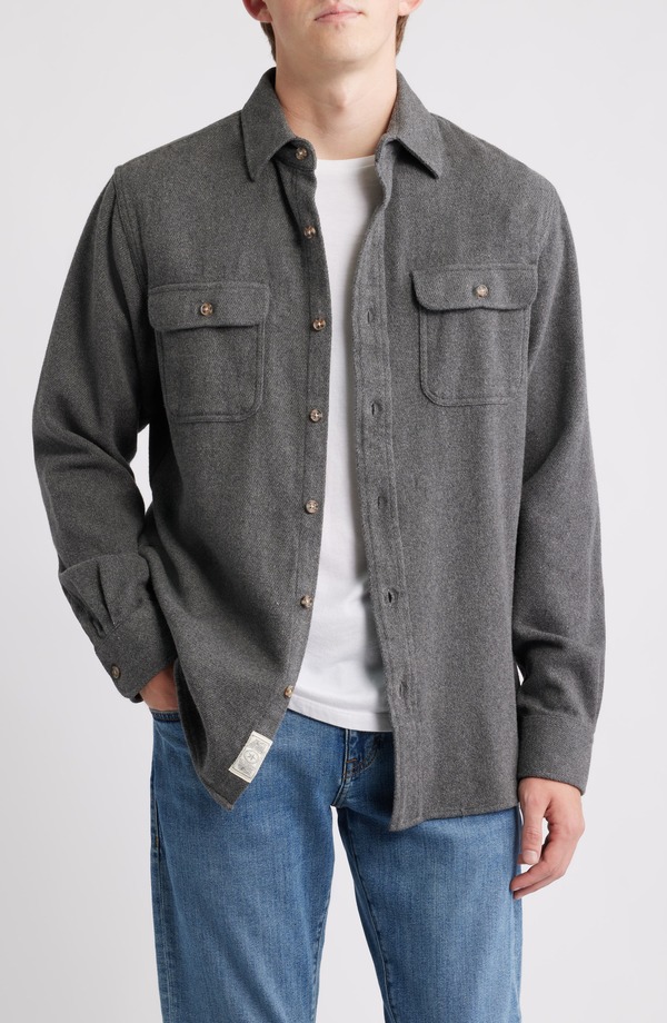 ショット ニューヨーク メンズ トップス シャツ Schott NYC Flannel Work Shirt Heather Grey グレー