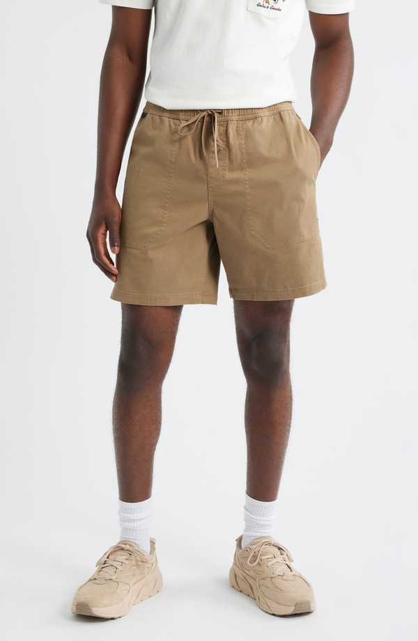 ローアク メンズ ボトムス ハーフパンツ・ショーツ ショートパンツ コットン Roark Made to Fade Stretch Cotton Drawstring Shorts Washed Khaki カーキ