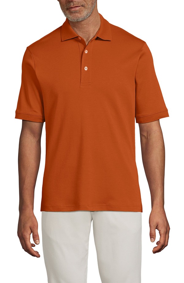 ランズエンド メンズ トップス ポロシャツ コットン Lands' End Short Sleeve Cotton Supima Polo Shirt Desert Clay｜ReVida 店