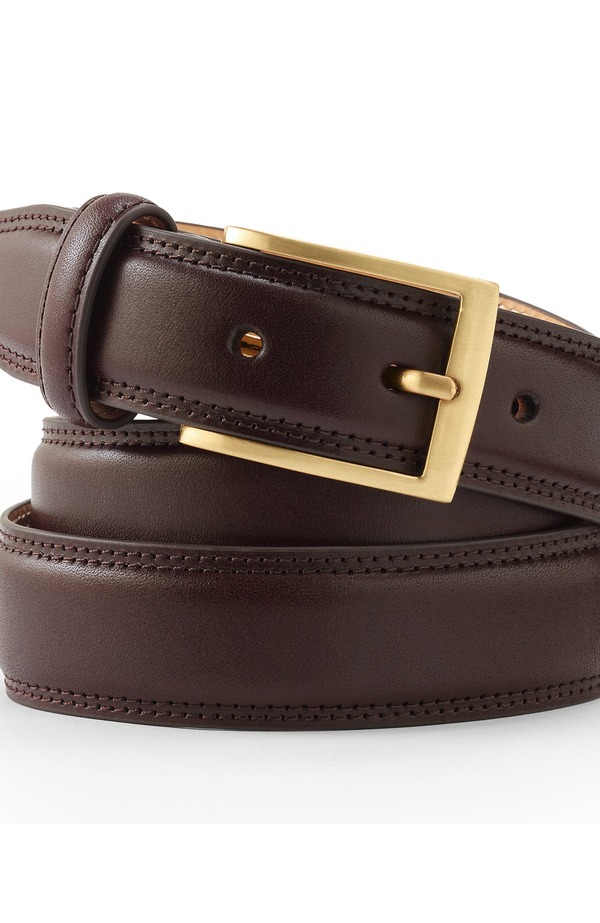 ランズ挙げ句の果て メンズ 付属品 胴締め なめし革 Lands\u0027 End Glove Leather Belt Dark Brown 赤銅色