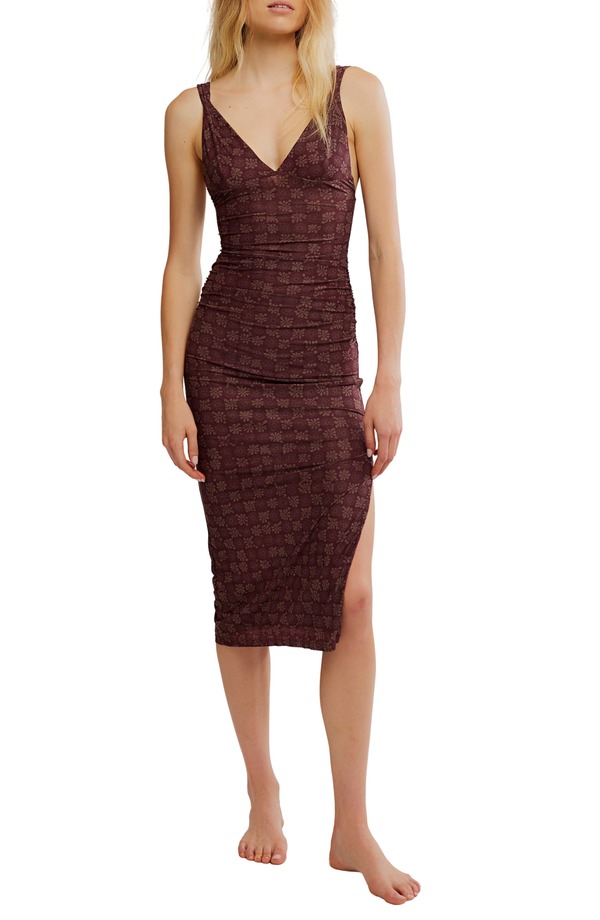 フリーピープル レディース トップス ワンピース プリント メッシュ Free People Print Mesh Body-Con Dress Brown Combo ブラウン