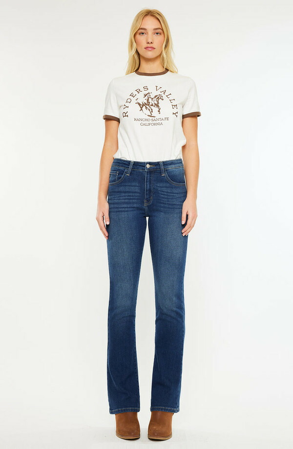 カンクン レディース シューズ ブーツ・レインブーツカット ジーンズ KanCan Denver Essentials High Rise Bootcut Jeans Medium Wash