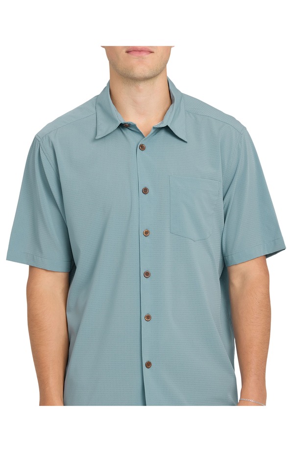 クイックシルバー ウォーター マン メンズ トップス シャツ Quiksilver Waterman Chaser WM SShort Sleeve Shirt Blue Shadow ブルー