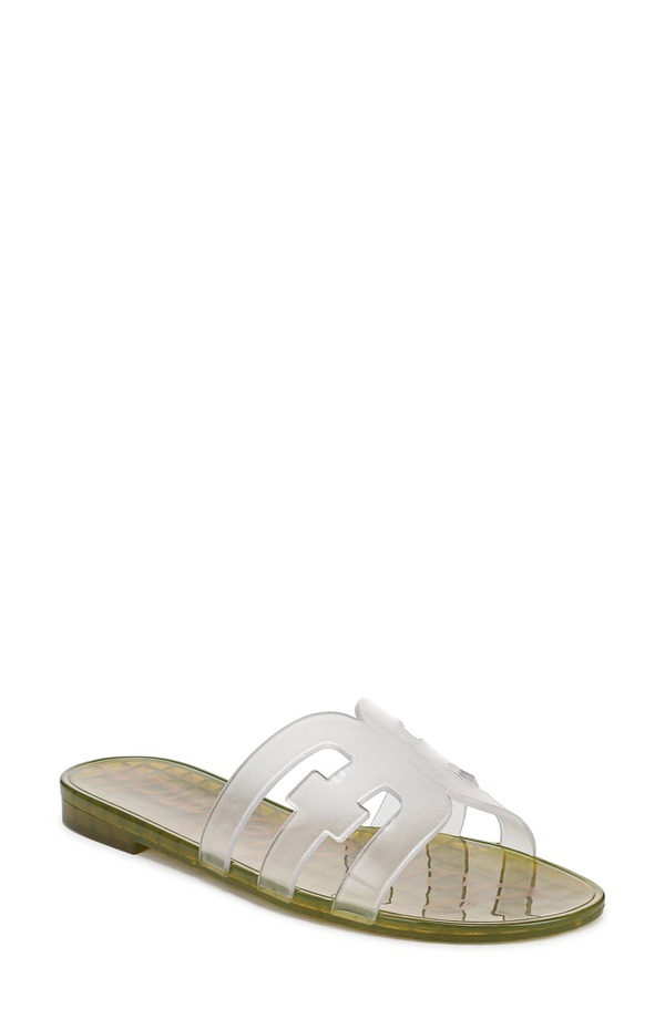 サムエデルマン レディース シューズ サンダル Sam Edelman Bay Jelly Slide Sandal Clear/ Green Limon 緑であること