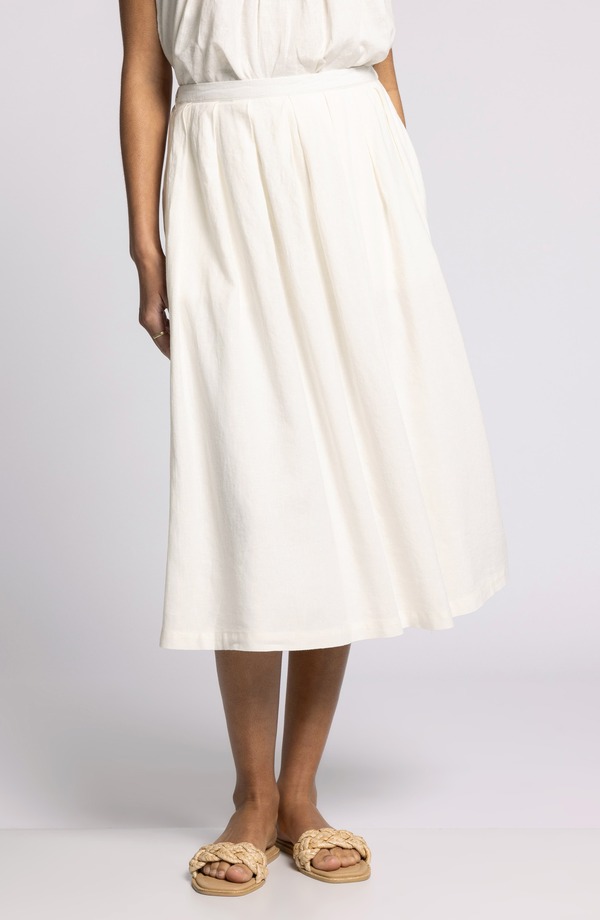 スレッドアンドサプライ レディース ボトムスカート プリーツ ミディ リネン Thread & Supplydia Pleated Linen Blend Midi Skirt White ホワイト｜ReVida 店 15,895円