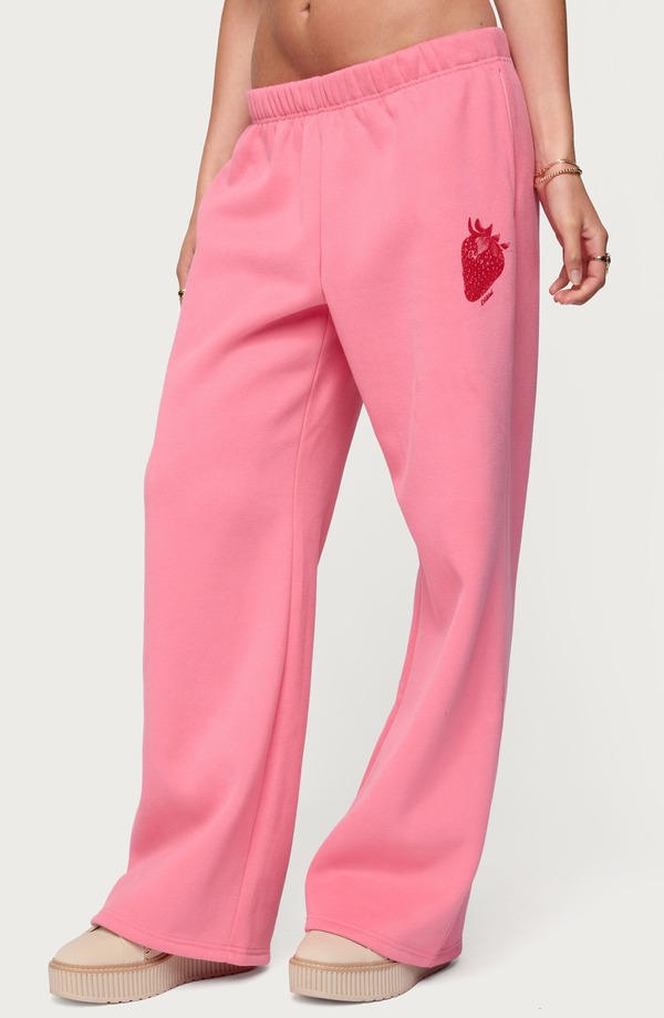 アディクテッド レディース ボトムス カジュアルパンツ スウェットパンツ EDIKTED Strawberry Babe Sweatpants Pink ピンク