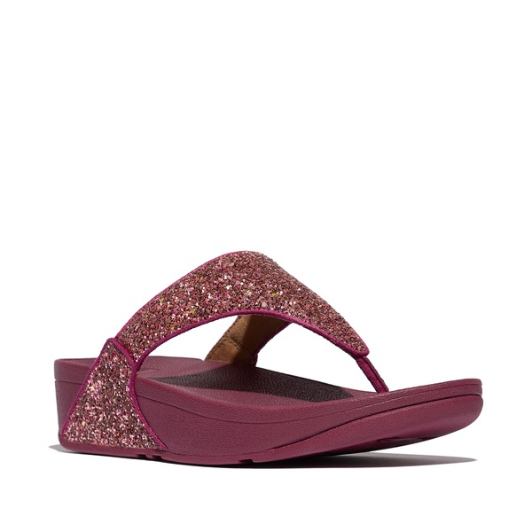 相応うフロップ レディース シューズ サンダル FitFlop Lulu Multi Tonal Glitter Toe Post Sandals Ruby Mix ルビー