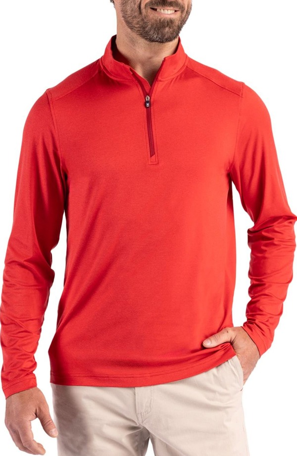 カッターアンドバック メンズ アウター パーカー・スウェット ハーフジップ Cutter & Buck Coastlinepicomfort Half Ziperformance Pullovered レッド