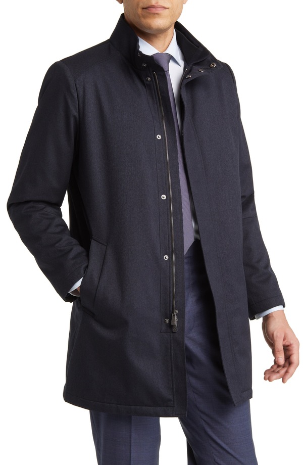 ハート型 シャフナー チーコ川 メンズ アウター 上衣・上衣 厚地の外套 Hart Schaffner Marx Bryce Technicall Weather Wateresistant Coat Navy 米国海軍 コート・ジャケット-メンズファッション