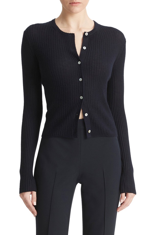 ヴィンス レディース アウター パーカー・スウェット 絹地 ジレー Vince Cashmere \u0026 Silk Rib Cardigan Coastal