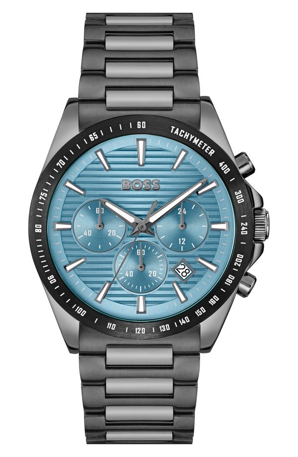 元締め メンズ 付属品 ウオッチ BOSStrike Chronograph Bracelet Watch, 41粍 Turquoise 青緑色