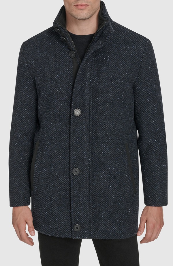 アンドリューマーク メンズ アウター ジャケット・ブルゾン コート Andrew Marc Dorsey Plaid Car Coat Navy ネイビー｜ReVida 店