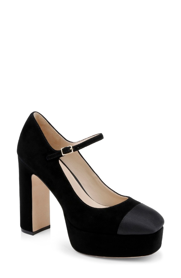 ラジャンス レディース シューズ 踵 プラットホーム L\u0027AGENCE Lilles Platform Pump Black Suede 黒いこと