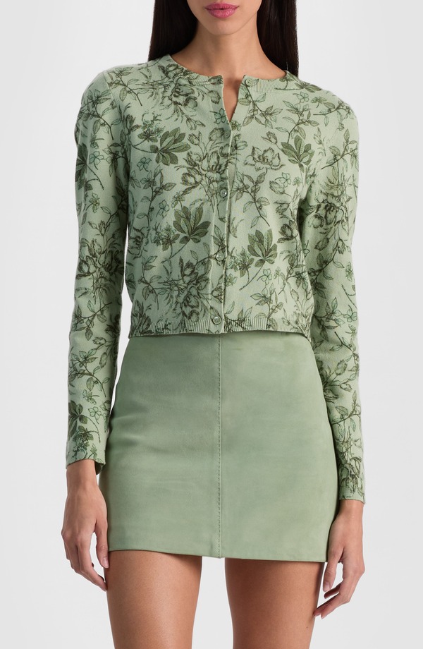 アリス アンド オリビア レディース アウター パーカー・スウェット プリント カーディガン Alice + Olivia Carson Print Crop Cardigan Mystic Garden Sage セージ