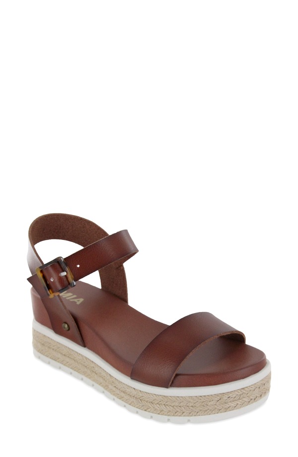 ミア レディース シューズ サンダル プラットホーム MIA Kiera Espadrille Platform Sandal Cognac
