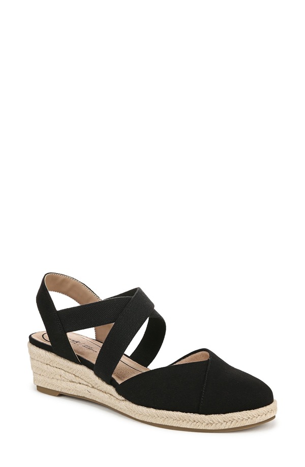 ライフストライド レディース シューズ サンダル プラットホーム LifeStride Kimball Slingback Espadrille Platform Wedge Black 黒いこと