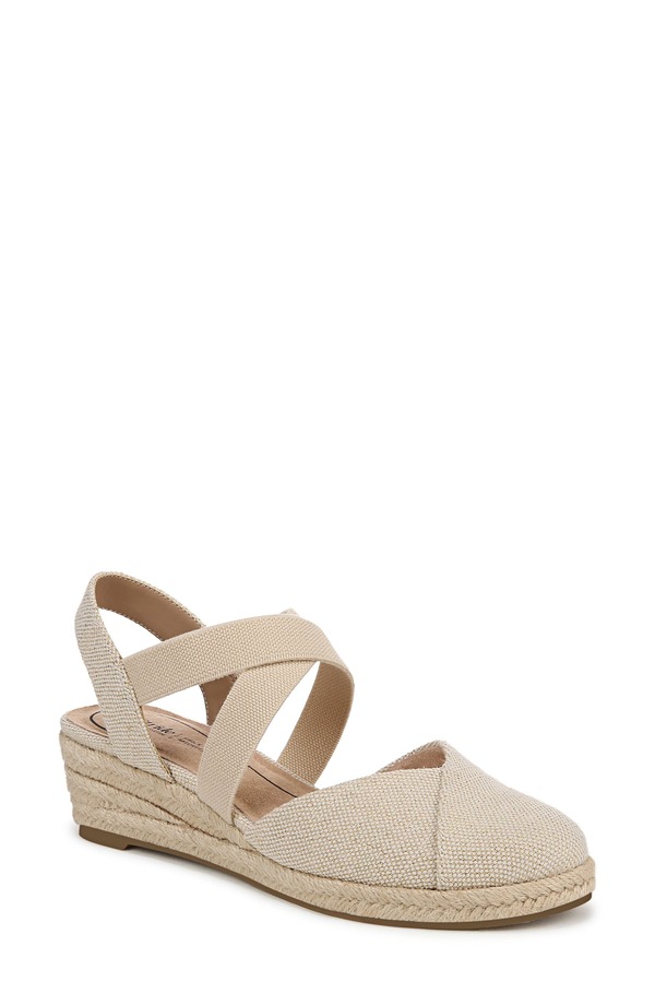 ライフストライド レディース シューズ サンダル プラットホーム LifeStride Kimball Slingback Espadrille Platform Wedge Natural