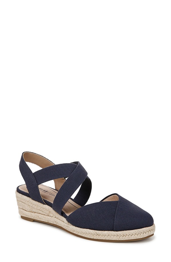 ライフストライド レディース シューズ サンダル プラットホーム LifeStride Kimball Slingback Espadrille Platform Wedge Navy 米国海軍