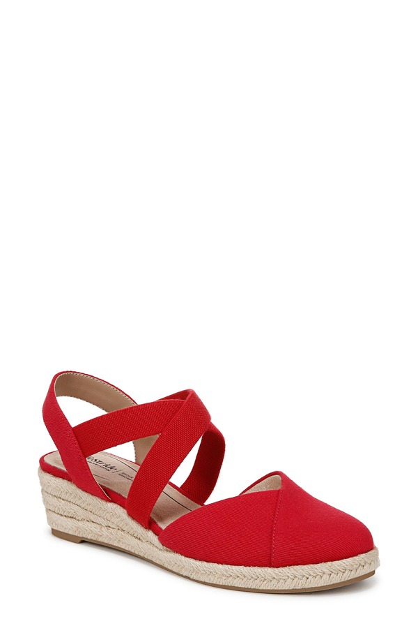 ライフストライド レディース シューズ サンダル プラットホーム LifeStride Kimball Slingback Espadrille Platform Wedge Red 赤いこと