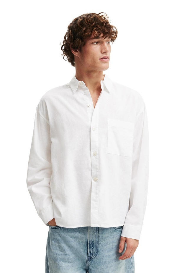 コットンオン メンズ トップス シャツ Cotton Men's Eli Long Sleeve Shirt White ホワイト