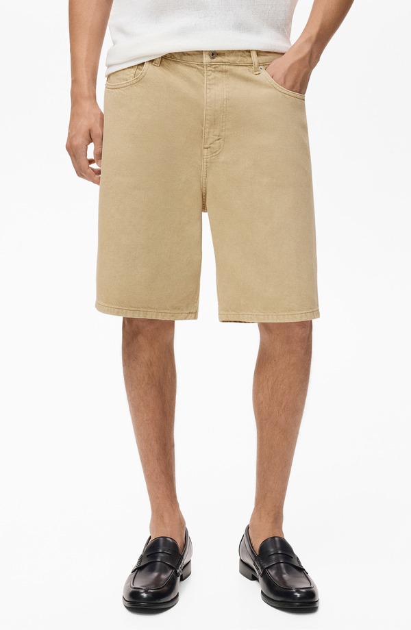 マンゴ メンズ ボトムス デニムパンツ リラックスフィット ショートパンツ MANGO Relaxed Fit Denim Bermuda Shorts Beige ベージュ