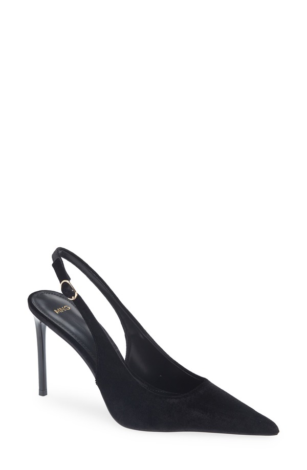 マンゴ レディース シューズ ヒール MANGO Slingback Pointed Toe Pump Black ブラック