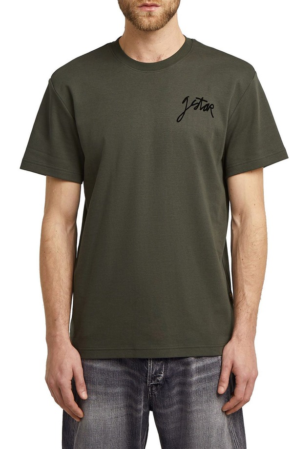 ジースター メンズ トップス Tシャツ コットン グラフィック G-STAR Script Organicotton Graphic T-Shirt Asfalt|ReVida 店