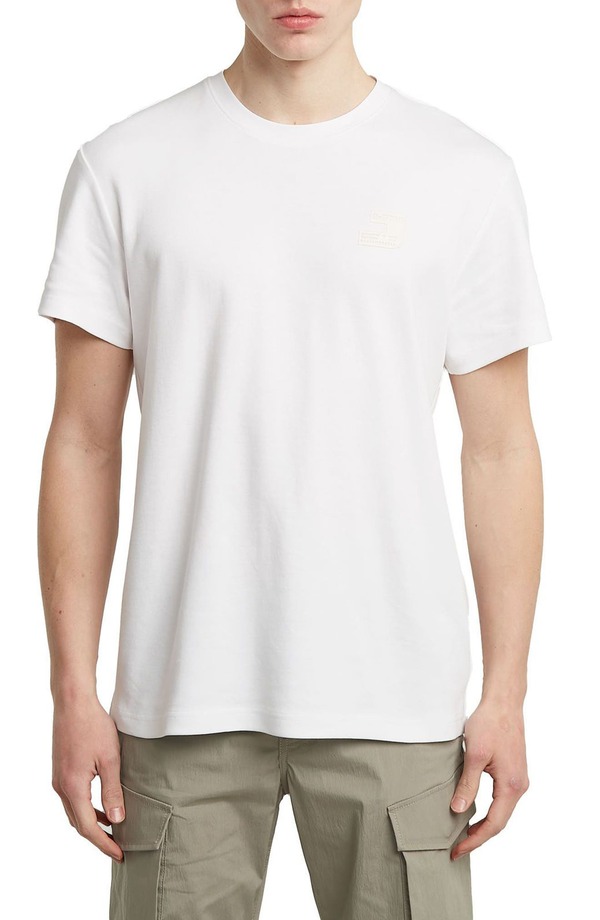 ジースター メンズ トップス Tシャツ ロゴ グラフィック G-STAR Chest Logo Graphic T-Shirt White ホワイト|ReVida 店