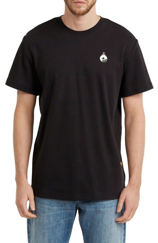ジースター メンズ トップス Tシャツ コットン グラフィック G-STAR Trims Back Organicotton Graphic T-Shirt Dark Black ブラック|ReVida 店