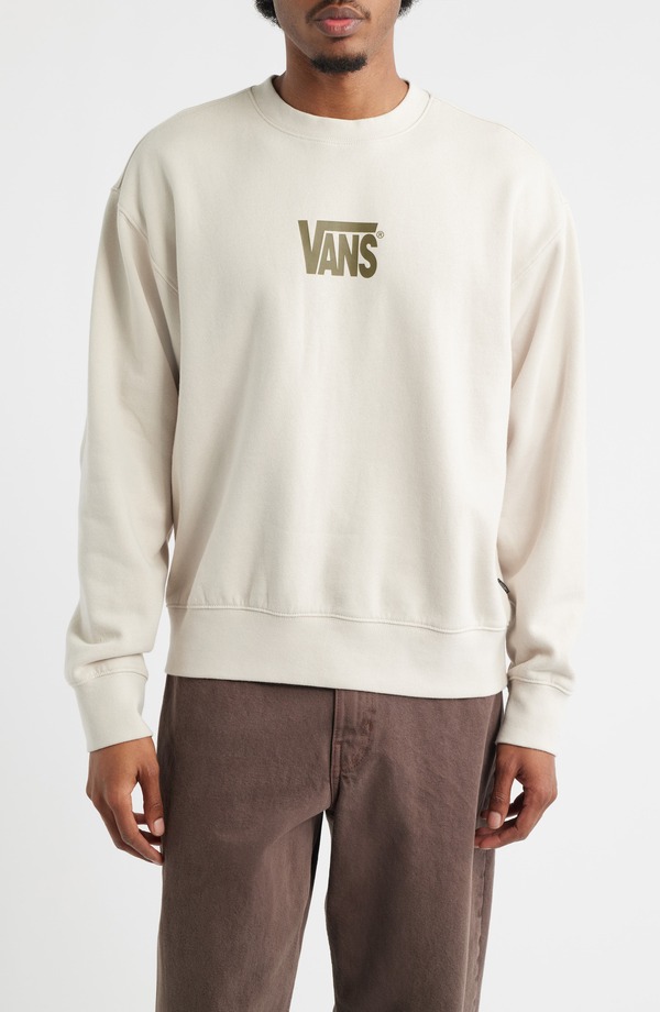 バンズ メンズ アウター パーカー・スウェット クルーネック シャツ コットン ロゴ グラフィック Vans Logo Cotton Graphicrewneck Sweatshirt Oatmeal オートミール