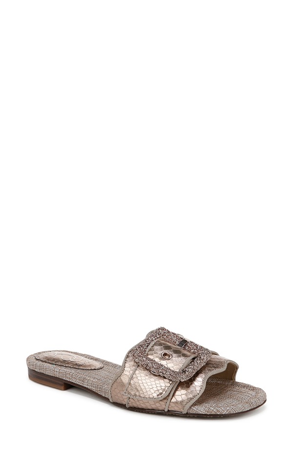 サムエデルマン レディース シューズ サンダル Sam Edelman Bambi Raffia Buckle Slide Sandal Pewter ピューター