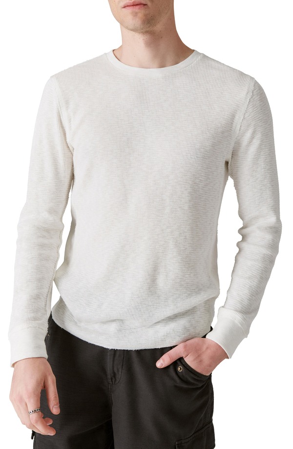 ラッキーブランド メンズ トップス Tシャツ Lucky Brand Garment Dye Thermal T-Shirt Bright White ホワイト