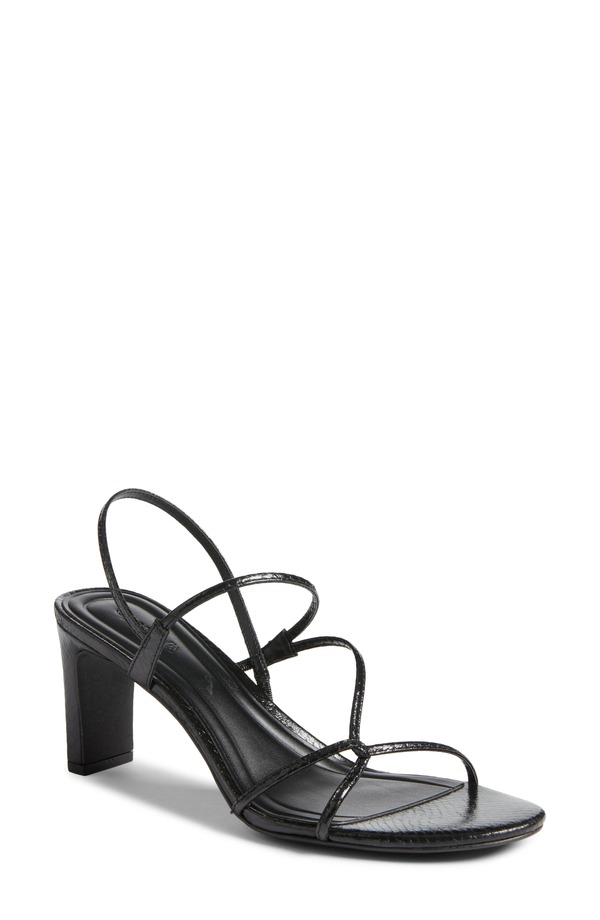 オープンエディット レディース シューズ 踵 サンダル Open Edit Pia Slingback Sandal Black Snake 黒いこと