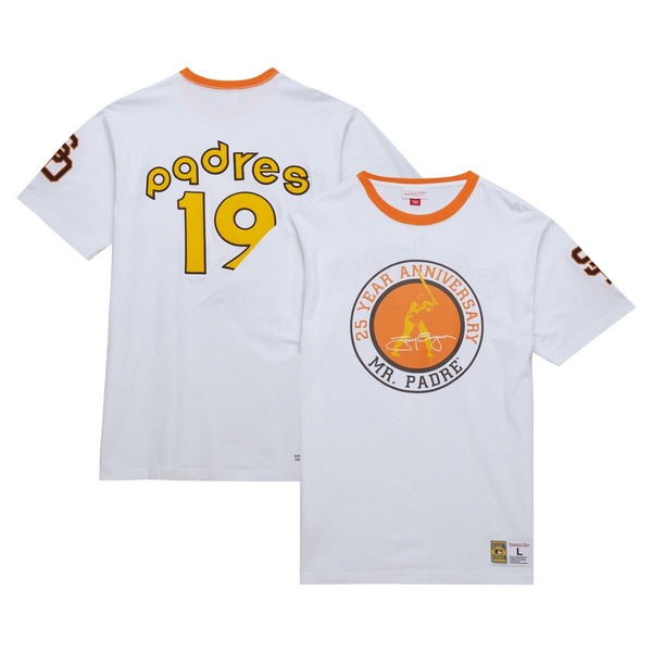 ミッチェル&ネス メンズ トップス Tシャツ Men's Mitchell & Ness White San Diego Padres Cooperstown Collection Player Legends Ringer T-Shirt White ホワイト|ReVida 店