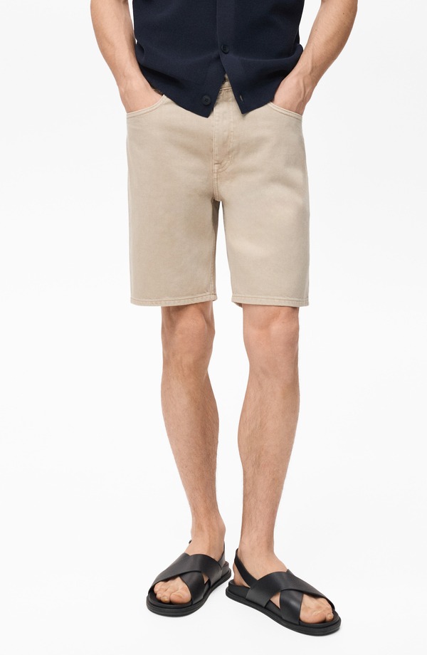 マンゴ メンズ ボトムス デニムパンツ ショートパンツ MANGO Denim Bermuda Shorts Light/ Pastel Grey グレー