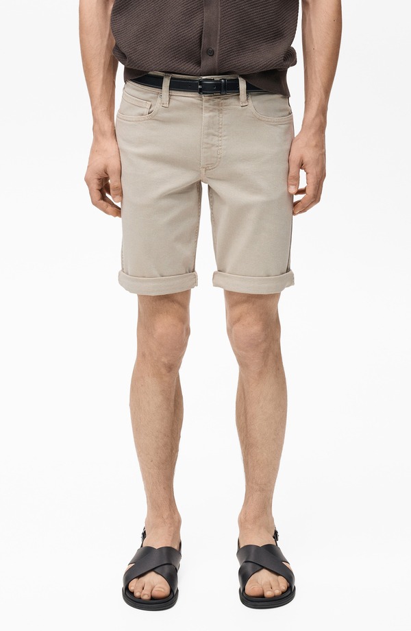 マンゴ メンズ ボトムス ハーフパンツ・ショーツ スリムフィット ショートパンツ コットン MANGO Slim Fit Stretch Cotton Bermuda Chino Shortsand サンド