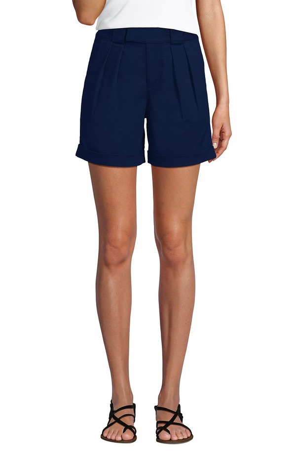 ランズエンド レディース ボトムス ハーフパンツ・ショーツ プリーツ ショートパンツ Lands' End Chino High Rise Pleated 7\