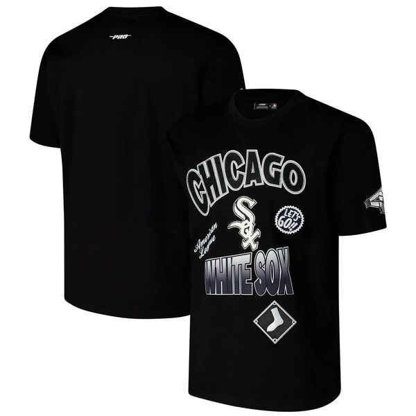 プロスタンダード メンズ トップス Tシャツ Men's Pro Standard Black Chicago White Sox Turn It Up Dropped Shoulder T-Shirt Black ブラック|ReVida 店